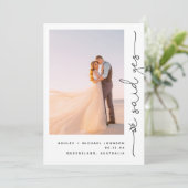 Trendy Wir sagten ja Empfang nur 2 Foto Einladung (Stehend Vorderseite)