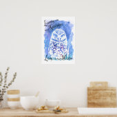 Trendy wise Uhu Blau Aquarell inspirierend Poster (Küche)