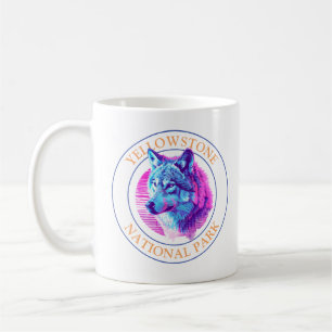 Trendy Wolf Art, Yellowstone National Park, Kreis Kaffeetasse