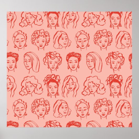 Trendy Woman Face Hand Drawn Poster (Vorne)