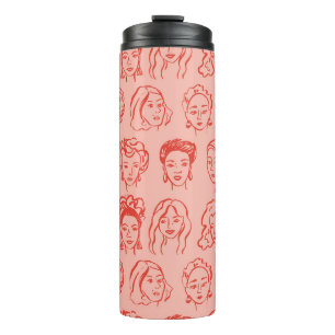 Trendy Woman Face Hand Drawn Thermosbecher