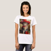 Trendy Women's T - Shirt Coole Katze mit Rot (Vorne ganz)