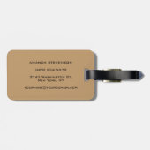 Trendy Wood Brown Script Monogram Luggage Tag Gepäckanhänger (Rückseite horizontal)