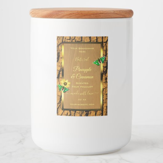 Trendy Wood Grain Rustic Tree Bark Product Labels Lebensmitteletikett (Vorderseite)