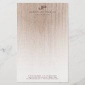 Trendy Wood Look Elegante Monogram Moderne Vorlage Briefpapier (Vorderseite)