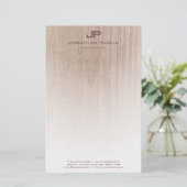 Trendy Wood Look Elegante Monogram Moderne Vorlage Briefpapier (Stehend Vorderseite)