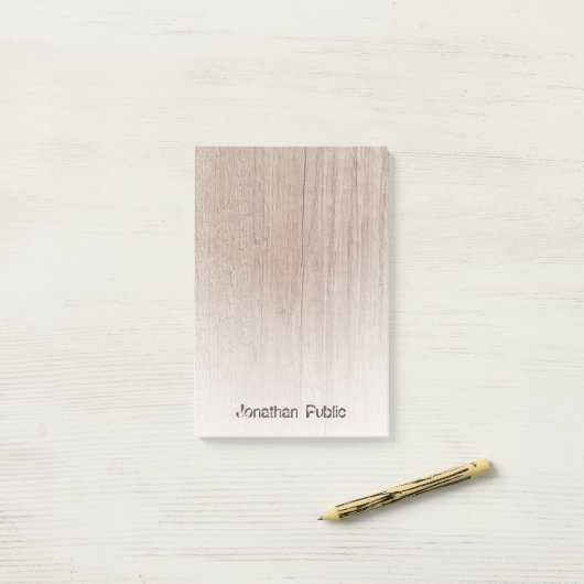 Trendy Wood Look Template Distressed Text Elegant Post-it Klebezettel (Auf Schreibtisch)