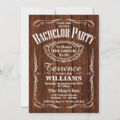 Trendy Wood Typografy Bachelor Party Einladung (Vorderseite)