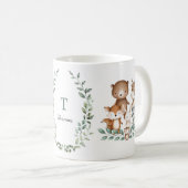 Trendy Woodland Animals Forest Greenerity Monogram Kaffeetasse (VorderseiteRechts)