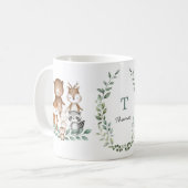 Trendy Woodland Animals Forest Greenerity Monogram Kaffeetasse (Vorderseite Links)