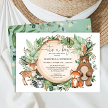 Trendy Woodland Grünpflanzen Tiere Boy Baby Shower