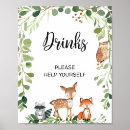 Trendy Woodland Moderne Getränke Babydusche Zeiche Poster