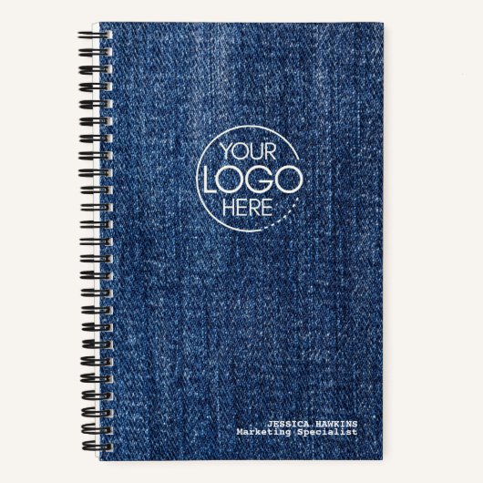 Trendy Worin Blue Denim Modern Logo Notizblock (Vorderseite)