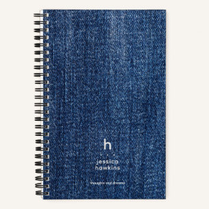Trendy Worin Blue Denim Modern Monogram Notizblock