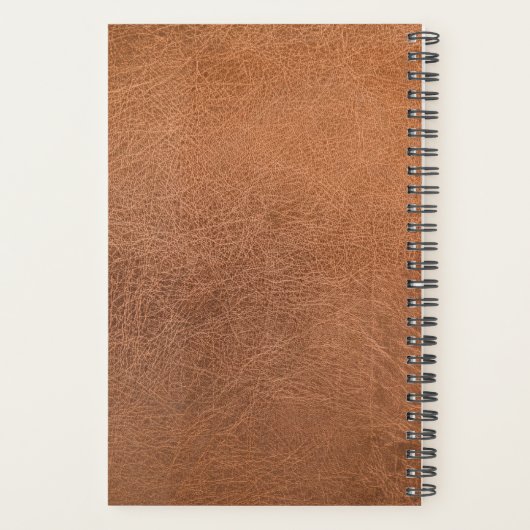 Trendy Worn Leather Modern Monogram Weekly Planer (Rückseite)
