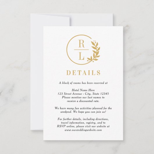 Trendy Wreath EDITABLE FARBE Wedding Details Card Einladung (Vorderseite)