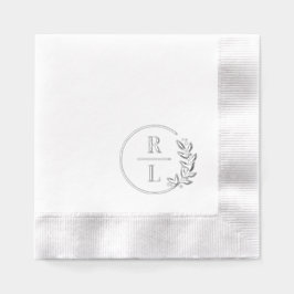 Trendy Wreath Wedding Logo Monogram Foil Napkins Servietten Mit Folie