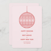 Trendy Xmas Bauble in Rosa und Rot Einladung (Vorne/Hinten)