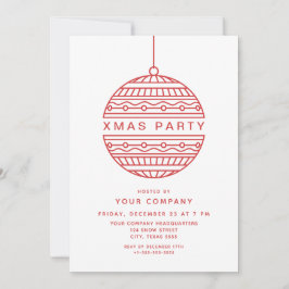 Trendy Xmas Party in Rot mit Weihnachtsball Einladung