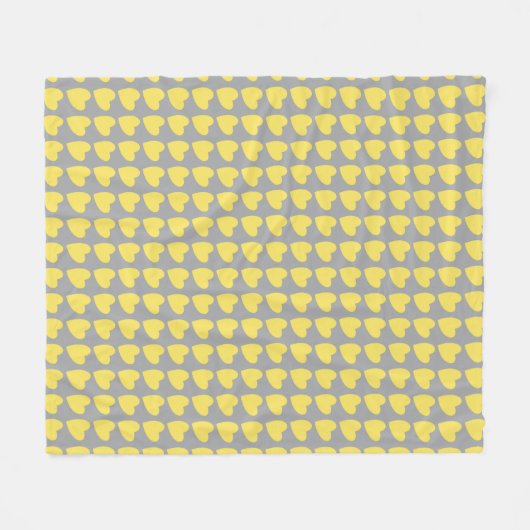 Trendy Yellow and Gray Heart Pattern Fleecedecke (Vorderseite (Horizontal))