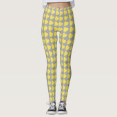 Trendy Yellow and Gray Heart Pattern Leggings (Vorderseite)