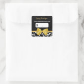 Trendy Yellow Bow Giraffe Print Boutique Price Tag Quadratischer Aufkleber (Tasche)