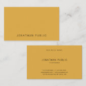 Trendy Yellow Brown Moderne Elegante einfache Vorl Visitenkarte (Vorne/Hinten)