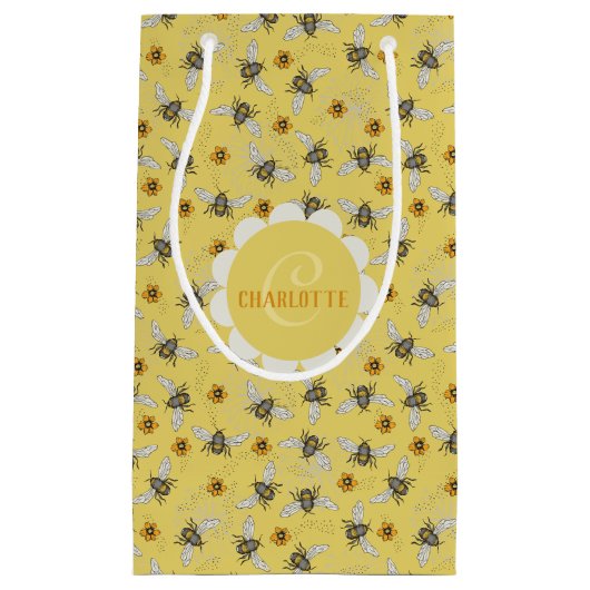 Trendy Yellow Buzzing Bees Summer Kleine Geschenktüte (Vorderseite)