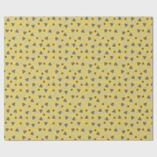 Trendy Yellow Buzzing Spring & Summer Honeybee Geschenkpapier (Flach)