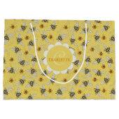 Trendy Yellow Buzzing Spring & Summer Honeybee Große Geschenktüte (Rückseite)
