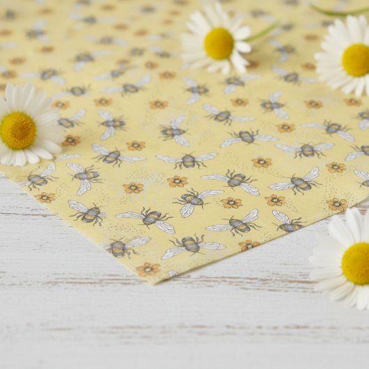 Trendy Yellow Buzzing Spring & Summer Honeybee Seidenpapier