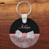 Trendy Yellow Cheetah Print Extravagant Bow and Na Schlüsselanhänger (Vorderseite)