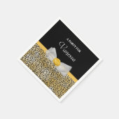 Trendy Yellow Cheetah Print Extravagant Bow and Na Serviette (Ecke)