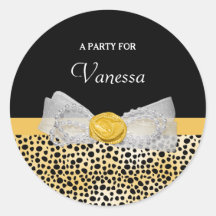 Trendy Yellow Cheetah Print Extravagant Bow Party