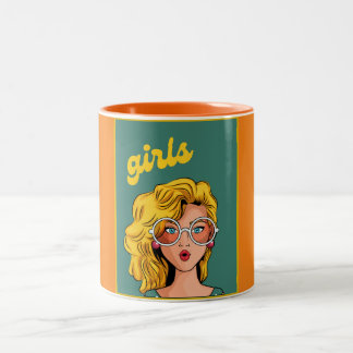 Trendy Yellow Girl Schöne Tasse. Zwei-Tonen-Kaffee Zweifarbige Tasse