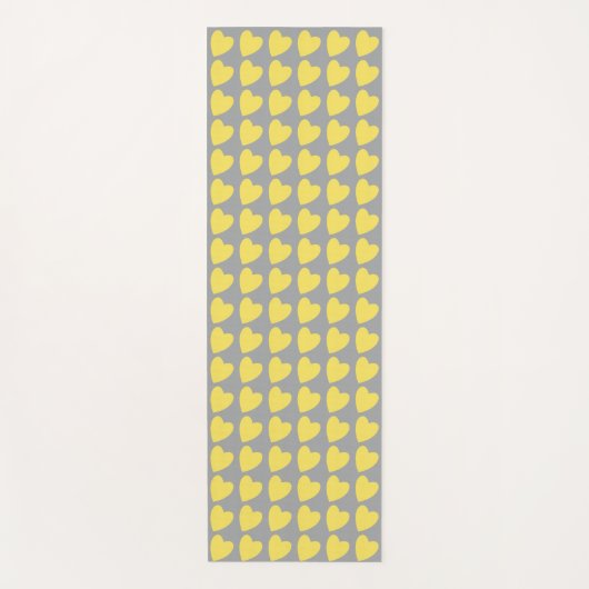 Trendy Yellow Gray Heart Pattern Yogamatte (Vorderseite)