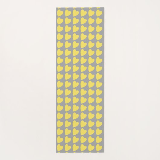 Trendy Yellow Gray Heart Pattern Yogamatte (Rückseite)