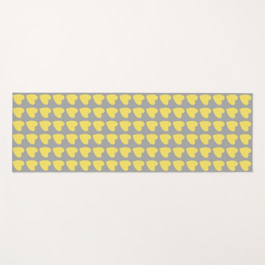 Trendy Yellow Gray Heart Pattern Yogamatte (Vorderseite (Horizontal))