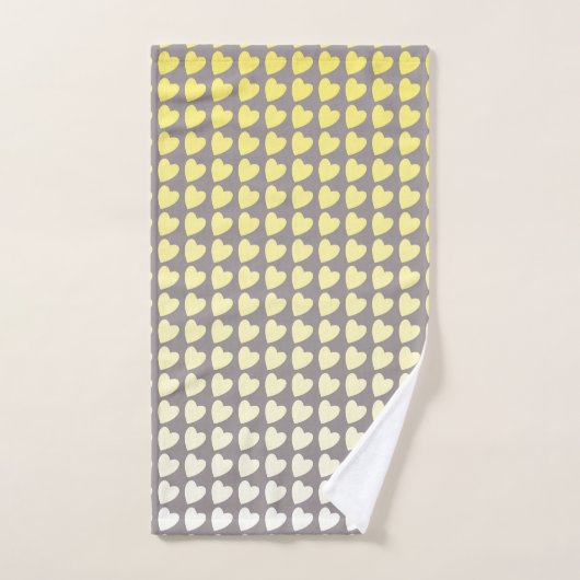 Trendy Yellow Gray Herzdesign Muster Gradient Badhandtuch Set (Handtuch)