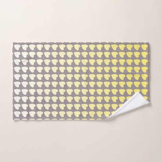 Trendy Yellow Gray Herzdesign Muster Gradient Badhandtuch Set (Handtuch)