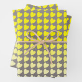 Trendy Yellow Gray Herzdesign Muster Gradient Geschenkpapier Set (Beispiel)