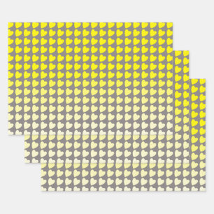 Trendy Yellow Gray Herzdesign Muster Gradient Geschenkpapier Set