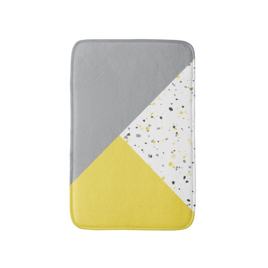 Trendy Yellow Gray Terrazzo Badematte (Vorderseite Vertikal)