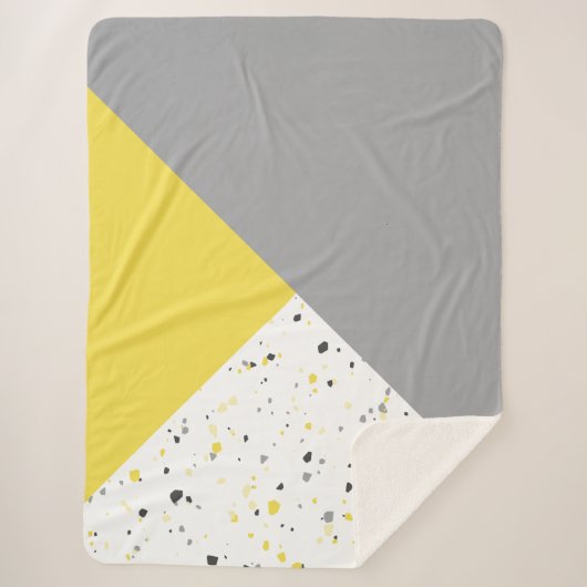 Trendy Yellow Gray Terrazzo Sherpadecke (Vorderseite)