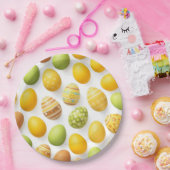 Trendy Yellow & Green Easter Eggs Pattern Paper P Pappteller (Party)