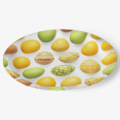 Trendy Yellow & Green Easter Eggs Pattern Paper P Pappteller (Schrägansicht)