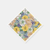 Trendy Yellow & Green Floral Girly Illustration Serviette (Ecke)