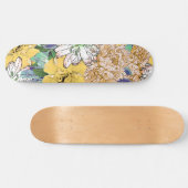 Trendy Yellow & Green Floral Girly Illustration Skateboard (Horizontal)