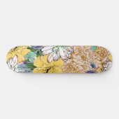 Trendy Yellow & Green Floral Girly Illustration Skateboard (Horizontal)