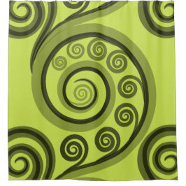 Trendy Yellow Green Koru Wirbel Duschvorhang